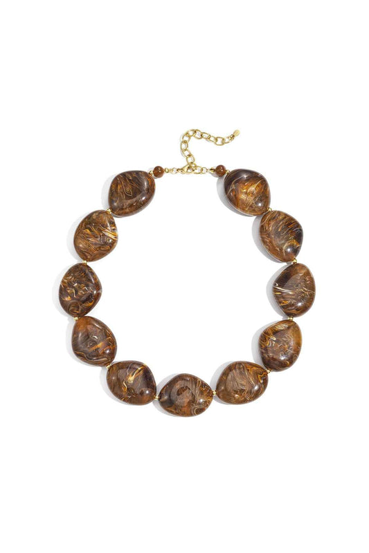 Chic Brown and Crimson Beaded Necklace for Fall