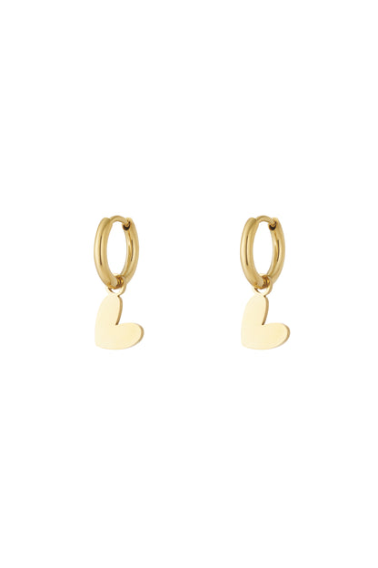 Elegant Heart-Shaped Drop Earrings, Silver & Gold