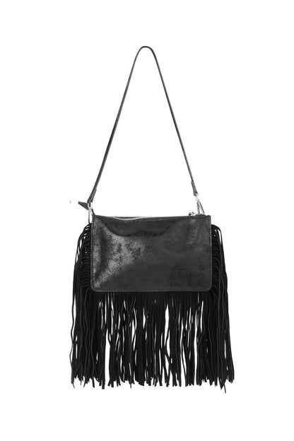 Stylish All-Fit Black Shoulder Bag with Tassel