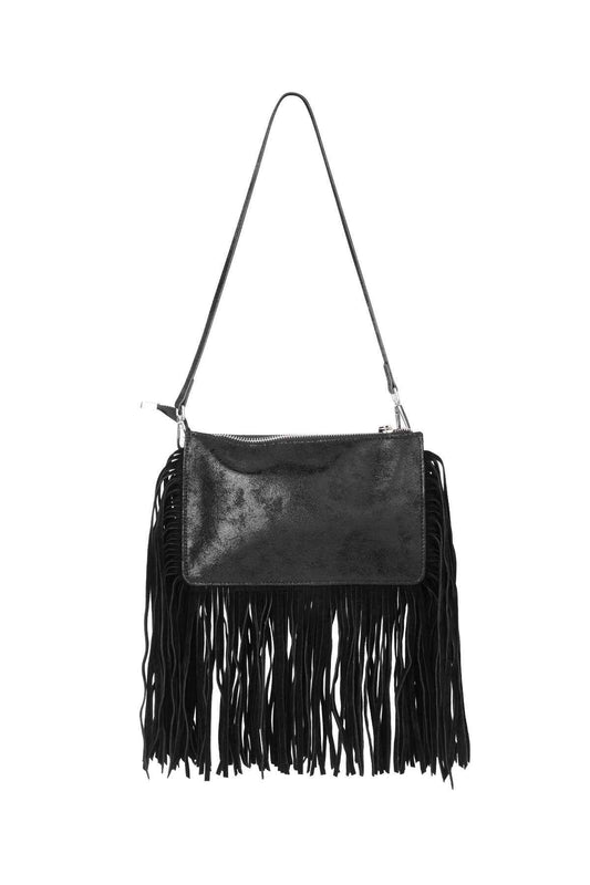 Stylish All-Fit Black Shoulder Bag with Tassel