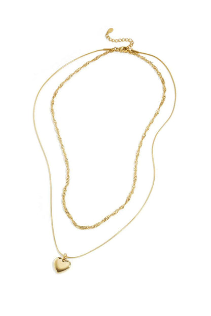 Layered necklace with heart charm
