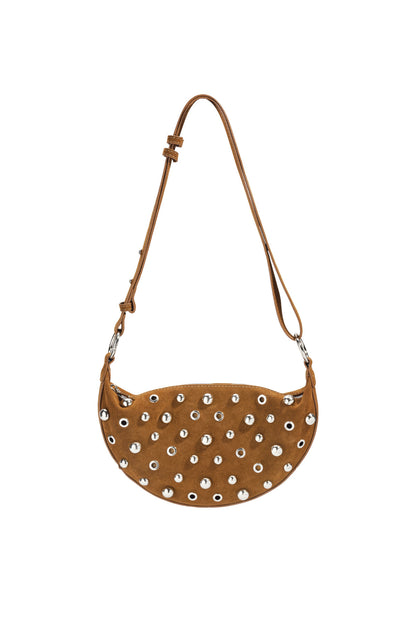 Chic Rivet Grey & Brown Shoulder Bag for Women