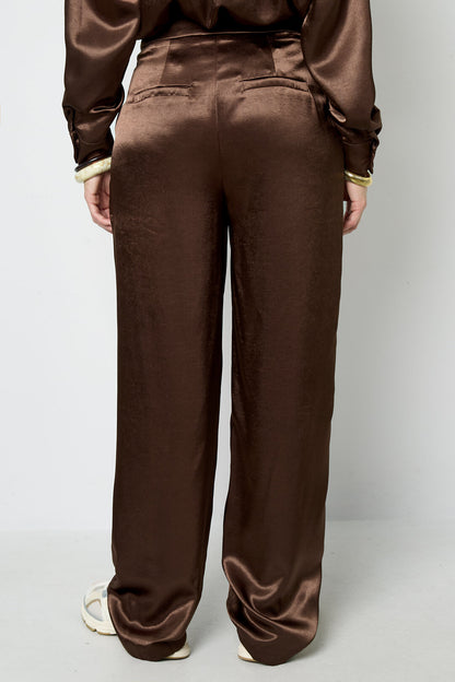 Stylish Coffee & Off-White Straight Pants for Fall