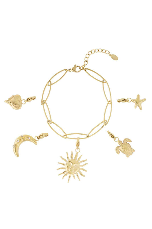 Elegant 14K Gold Plated Sun Charm Bracelet for Women