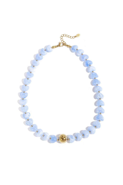 Statement necklace with heart-shaped beads