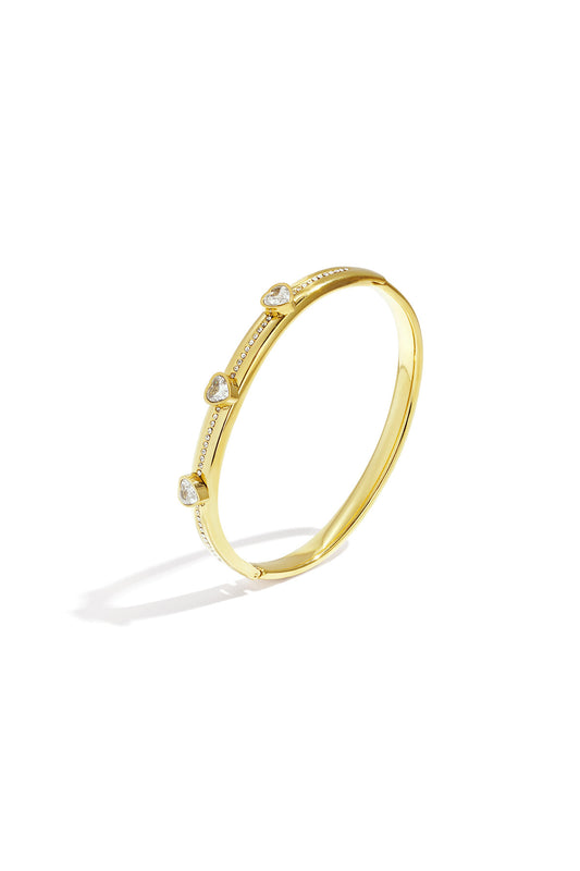 Elegant All-Fit Heart Rhinestone Bangle