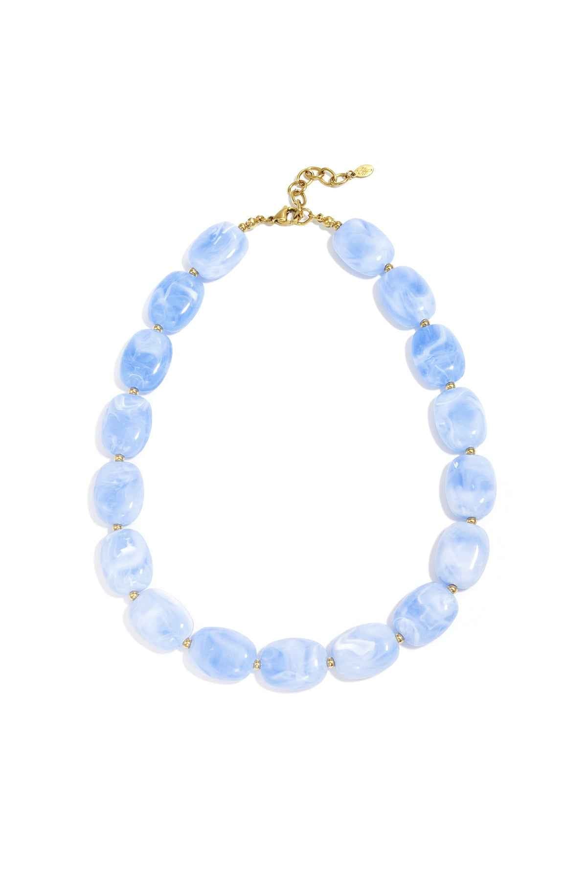 Necklace with squoval beads