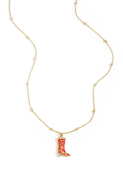 Crimson Enamel Pendant Necklace for Women