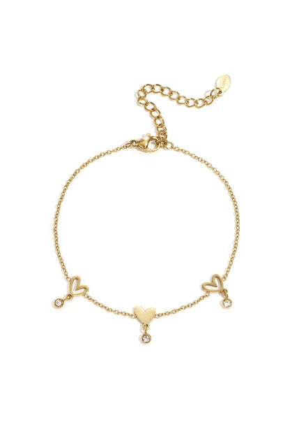 Roestvrijstalen kettingarmbanden met hart, casual, dagelijks, eenvoudig, serie, damessieraden