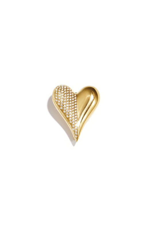 Broche in hart vorm met steentjes