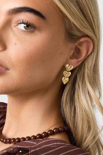 Elegant Heart Dangle Earrings for Women, Silver & Gold