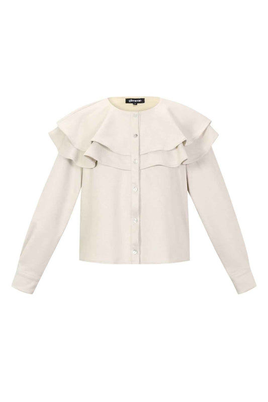 Elegant Ruffle Trim Blouse for Fall/Winter