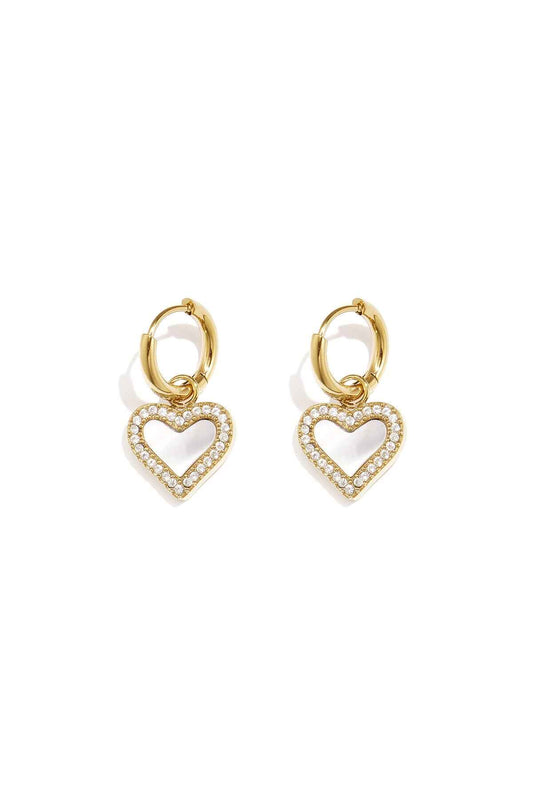 Elegant Heart-Shaped Shell Drop Earrings