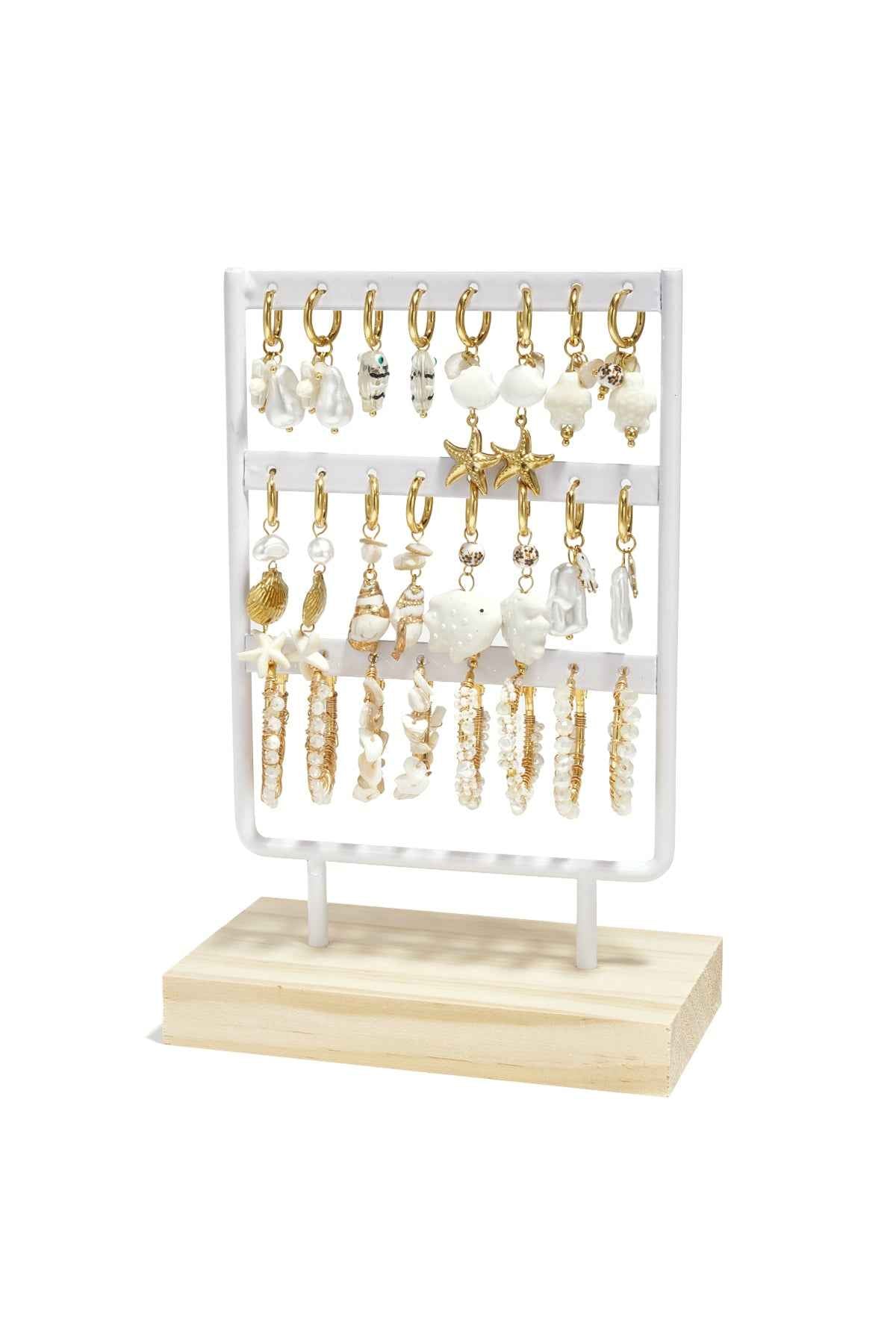 Oorbellen set met strandthema op display