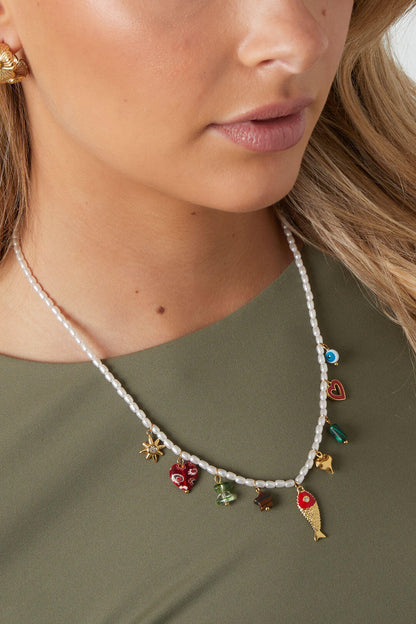 Stylish Heart & Fish Beaded Necklace - Romantic Jewelry