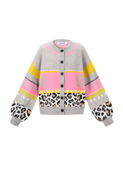 Chic Floral Print Knit Cardigan for Fall/Winter
