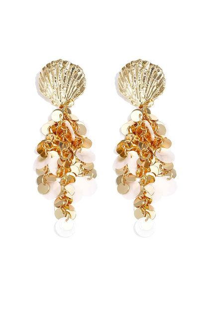 Shell earrings with hanging sequins