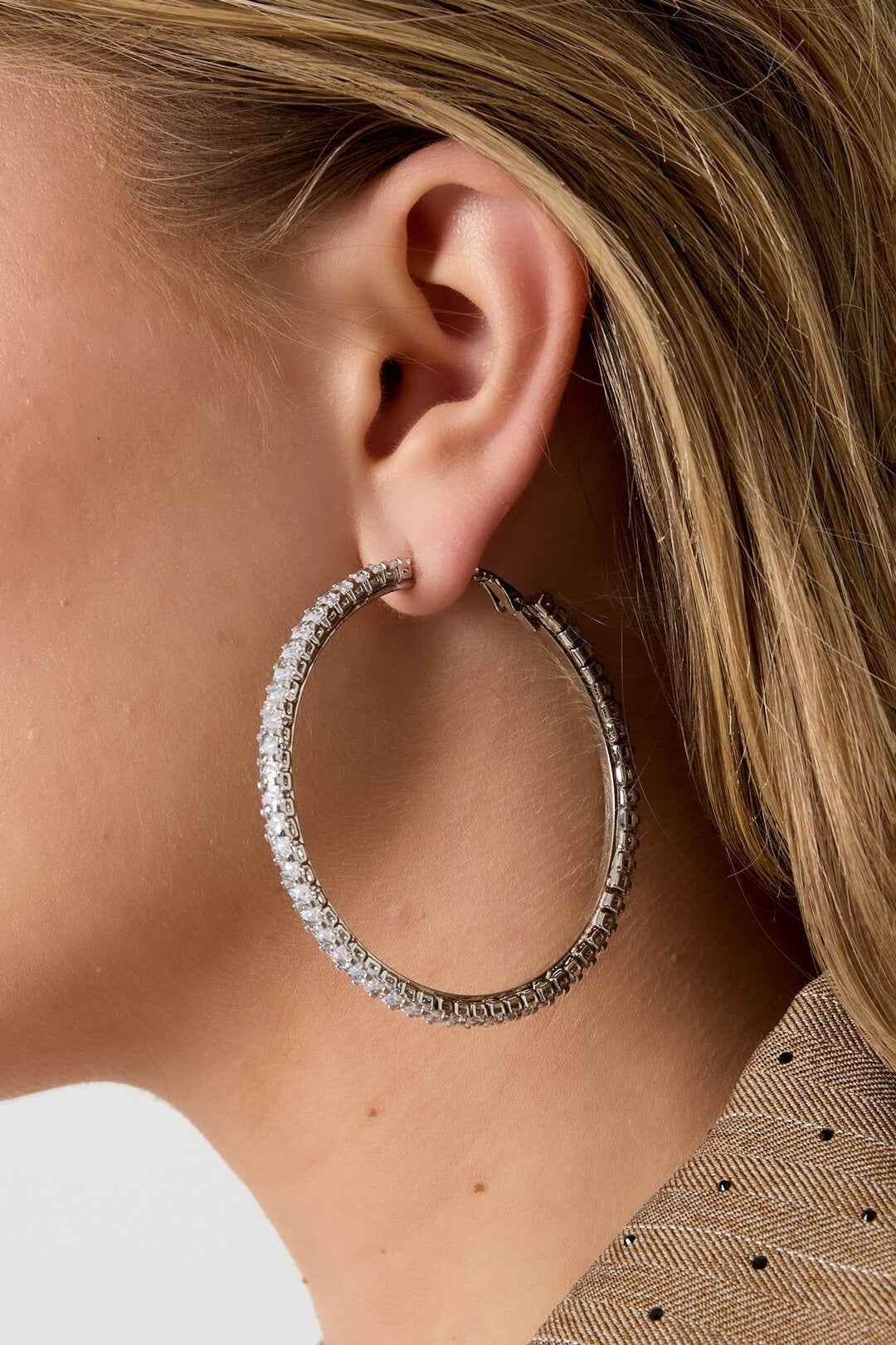 Elegant Circle Zircon Earrings for Party