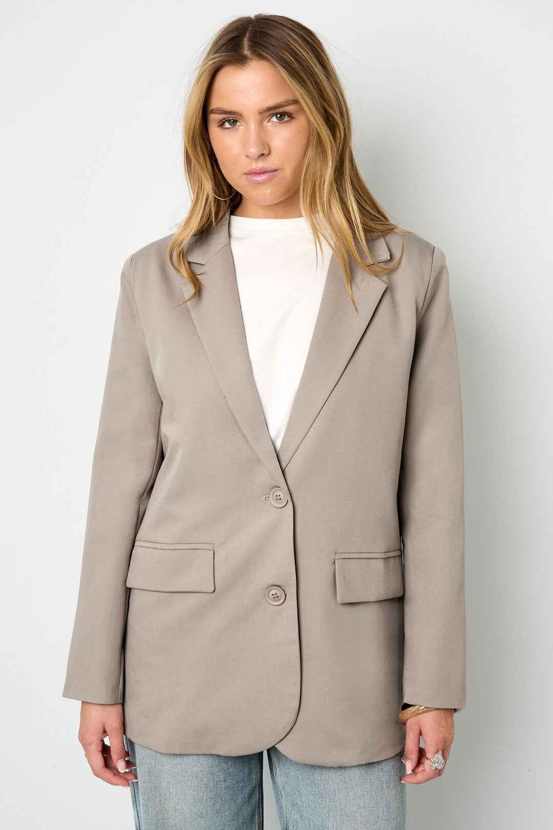 Elegant Khaki & Grey Woven Ladies' Suit Set for Fall/Winter