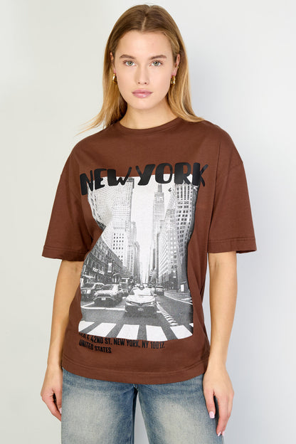 Gimme Casual Cotton Knit T-Shirt for Women