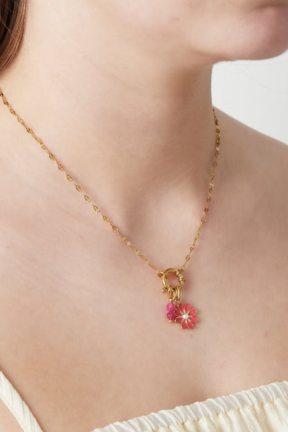Elegant 14K Gold Plated Flower Pendant Necklace for Women
