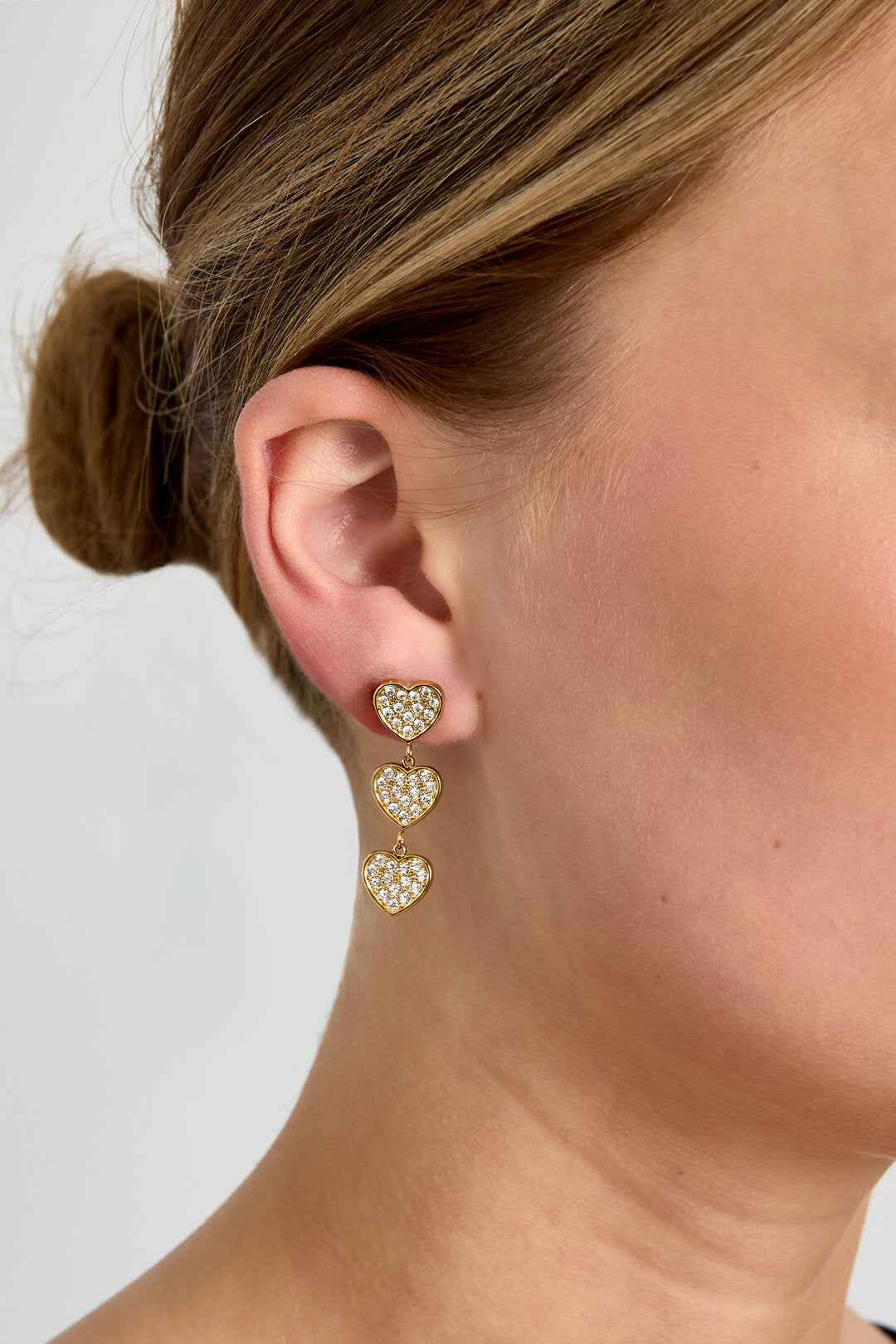 Oorbellen met 3 belegde harten