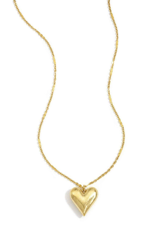 Elegant Heart Pendant Necklace, Silver & Gold