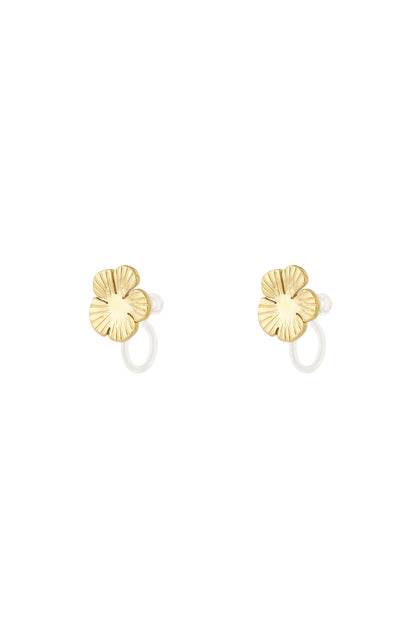 Elegant 14K Gold Plated Flower Clip-On Earrings