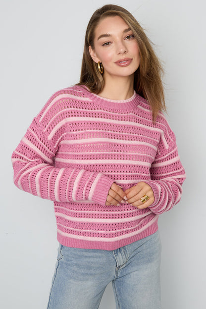 Chic Striped Knit Sweater for Cozy Fall Vibes