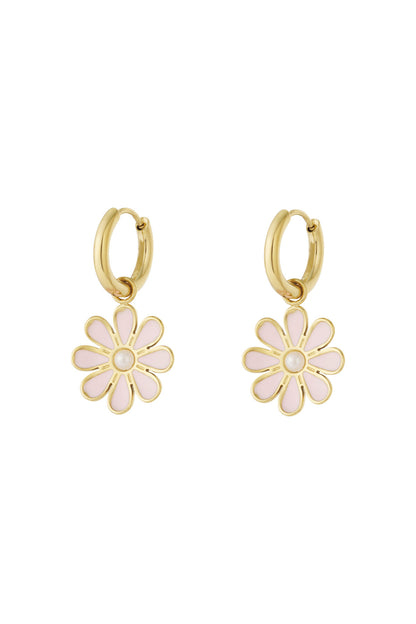 Elegant Pink Flower Drop Earrings for Spring
