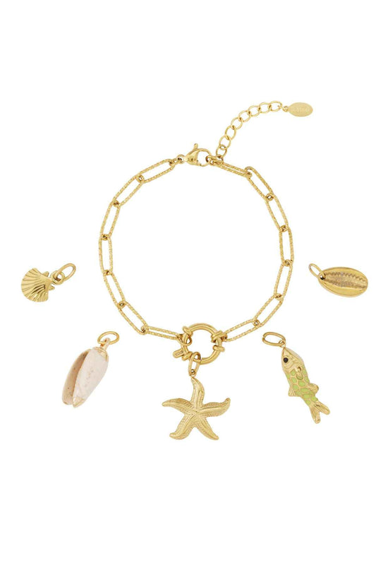 Elegant 14K Gold Plated Shell Charm Bracelet
