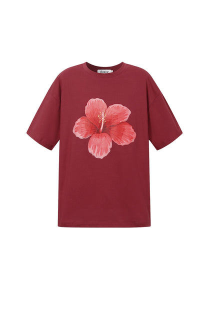 Gimme Casual Cotton Knitted T-Shirt in Red, Baby Blue & White