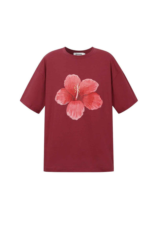 Gimme Casual Cotton Knitted T-Shirt in Red, Baby Blue & White