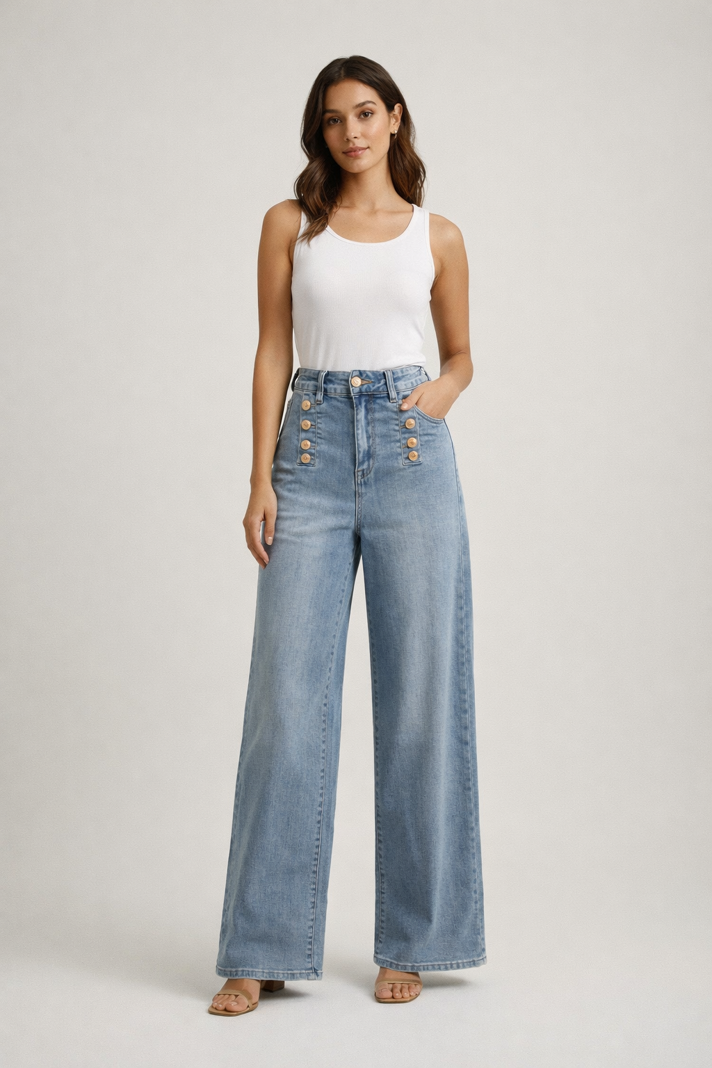 Kathy Wide Leg jeans in lichtblauw denim met wijde pijpen