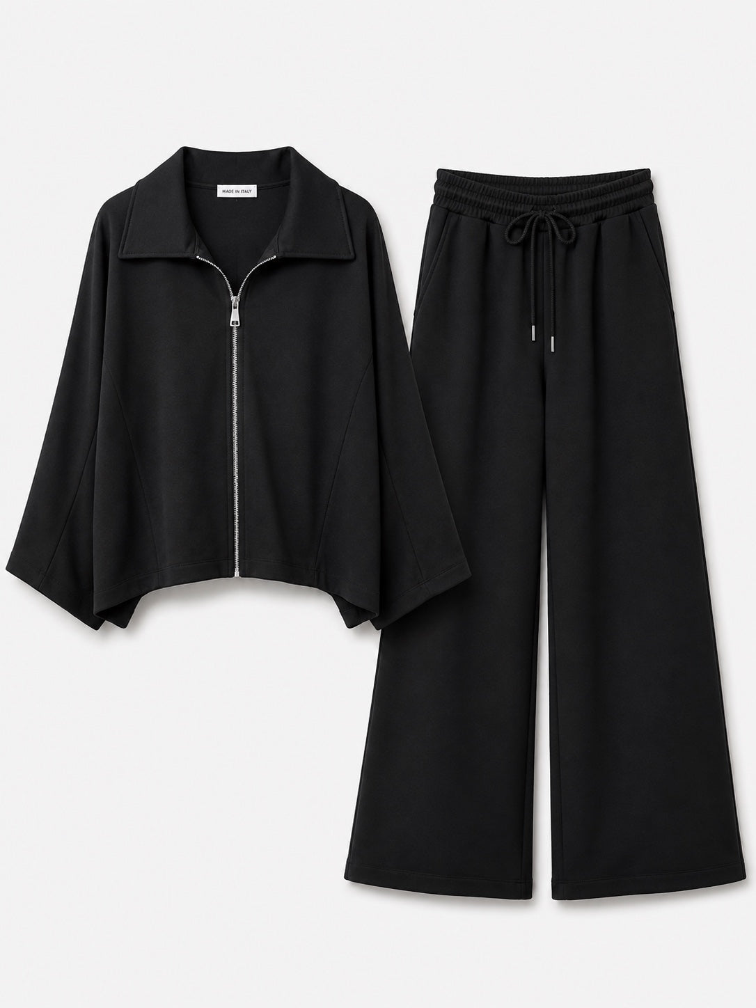 Zwarte dames set met vest en wijde broek