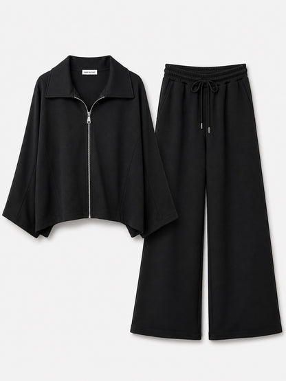Zwarte dames set met vest en wijde broek