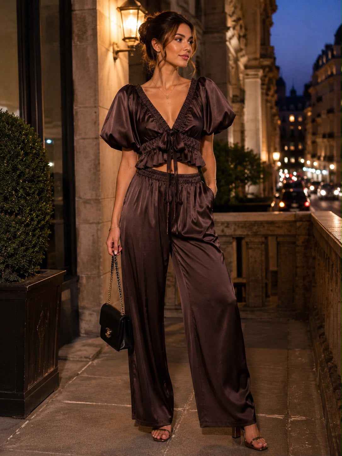 Sophie & Me Satin Set Chocobruin