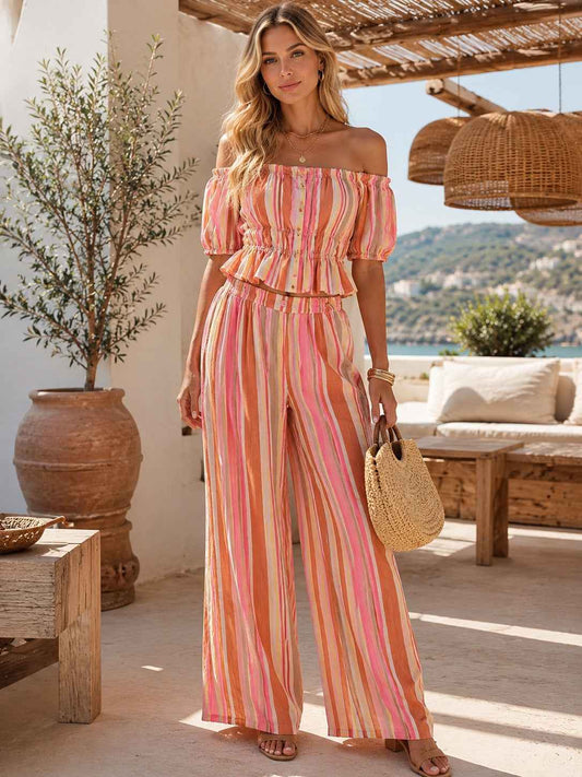 Sophie & Me Stripe Set – Roze/Butter Yellow