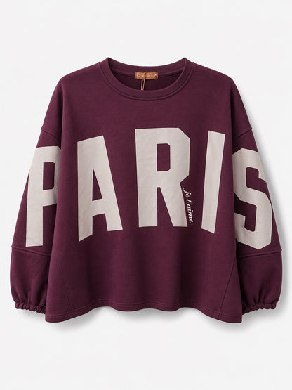 Mooij Paris sweater in rood met ecru opdruk