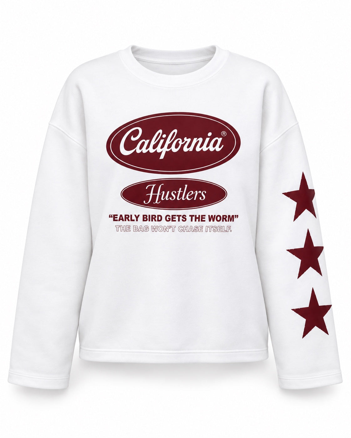 Sweater Romy California Stars met bordeaux opdruk productfoto
