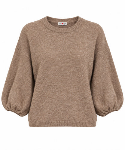 Trui Vianne met vlindermouwen in camel productfoto