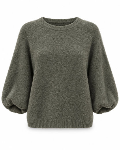 Trui Vianne met vlindermouwen in khaki productfoto