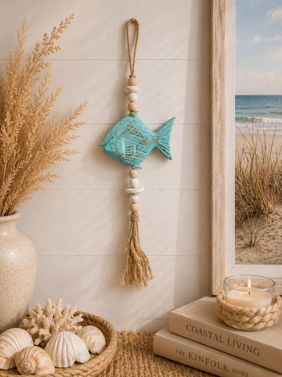 vis hanger decoratie, turquoise vis decoratie, 
