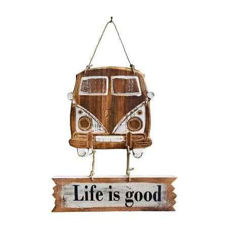 Wanddecoratie Life is Good Bus – Bruin